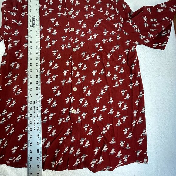 Chico's Design Womens Red Printed Long Sleeve Button-Up Blouse 2 Mandarin Collar - Picture 7 of 7
